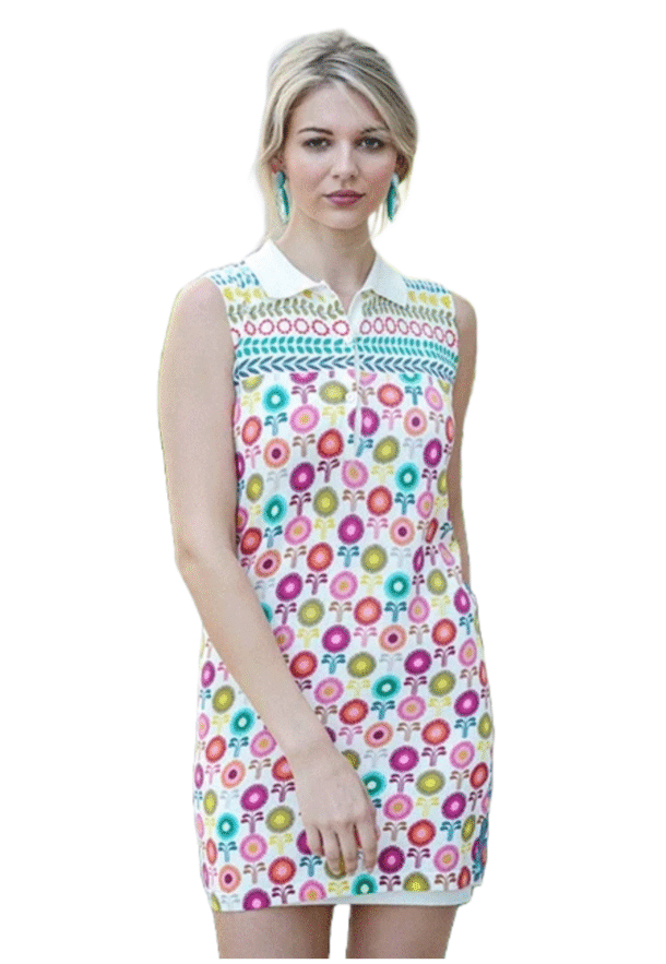 Marilyn's Cotton Cool Polo Neckline Sleeveless Dress